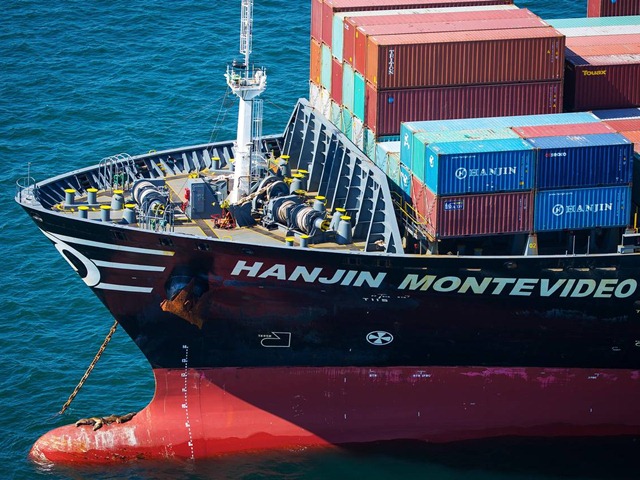 Tàu Monte Video của Hanjin đỗ tại cảng Long Beach, California ngày 4/9/2016